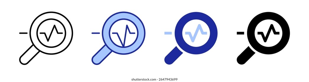 Signal Analysis Icon Design in Five style with Editable Stroke. Line, Solid, Flat Line, Duo Tone Color, and Color Gradient Line. Suitable for Web Page, Mobile App, UI, UX and GUI design.