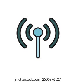 Signal antena, signal radio, signal spot flat icon vector illustration isolated on white background, simple flat design. 