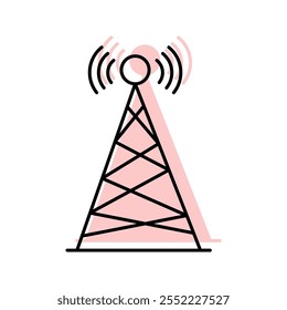 Signal Antenna cor sombra ícone de linha fina, vetor, pixel perfect, arquivo ilustrador