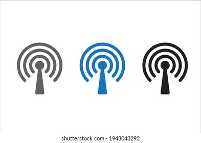 Signal antenna vector icon on white background