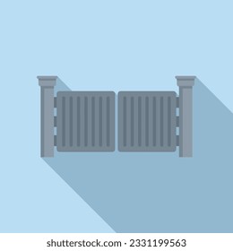 Vector plano del icono de la puerta automática de la señal. Alambrada automática. Seguridad de la puerta