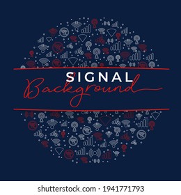 Signal Background, Vector on Blue background with Signal icons, Vector Illustration