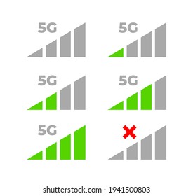 signal bar vector icon set. progress of a signal bar. mobile phone signal strength indicator. smart phone connection icon set.