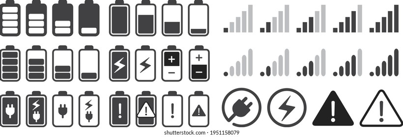 Iconos de señal y batería. Resistencia de la señal de red y nivel de carga telefónica. 