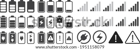 Signal and battery icons. Network signal strength and telephone charge level. 