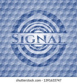 Signal blue hexagon emblem. Vector Illustration. Detailed.