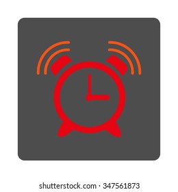 Signal Clock Ring vector icon. Style is flat rounded square silver button with red symbol, white background.