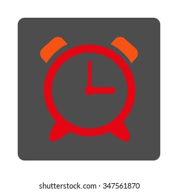 Signal Clock vector icon. Style is flat rounded square silver button with red symbol, white background.