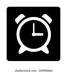 Signal Clock vector icon. Style is flat rounded square button, white and black colors, white background.