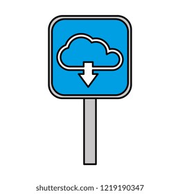 signal with cloud computing server and arrow download