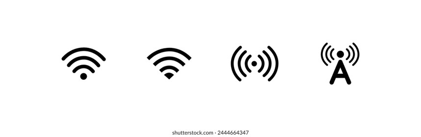 Signal communication icons. Linear, Wi-Fi and communication icons. Vector icons