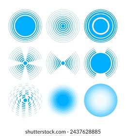 Signal concentric circles. Radar wave. Sonar sound waves isolated on white background. Vector illustration.