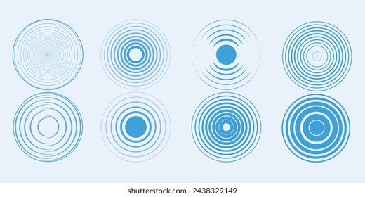 Signal concentric circles. Concentric rings. Epicenter theme. Radio station signal. Vector illustration