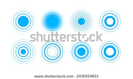 Signal concentric circles. Concentric rings. Epicenter theme. Radio station signal. Vector illustration