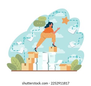 Signal concept. Person recieving or giving signal source. Allert sign, character looking for a message. Flat vector illustration