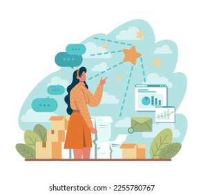 Signal concept. Person recieving or giving signal source. Allert sign, character looking for a message. Flat vector illustration