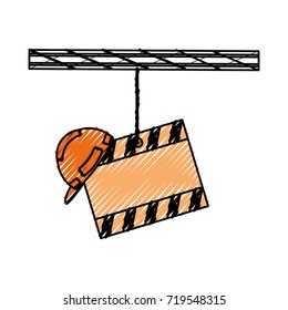 signal construction and helmet use  warning vector illustration