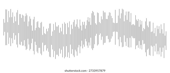 Conceito de detecção de sinal. Design de forma de equalizador abstrato preto. Rádio de áudio ou visualização sísmica. Padrão de assistente de voz digital. Elemento de onda de som de música de linha. Leitor de amostra de faixa de música vetorial
