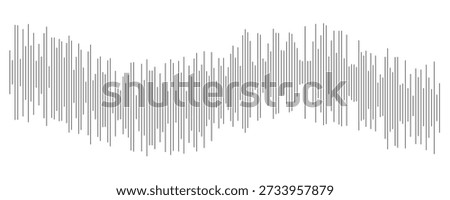 Signal detection concept. Black abstract equalizer shape design. Audio radio or seismic visualization. Digital voice assistant pattern. Line music sound wave element. Vector song track sample player