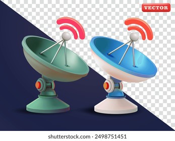 Signal dish, 3d vector, Suitable for technology, telecommunications and design elements