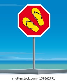 Signal drawing flip-flops with a background summer Illustration useful to promote beach holiday.
