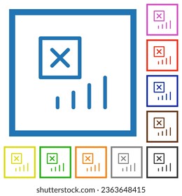Signal error flat color icons in square frames on white background