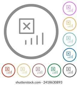Error de señal iconos de color plano en contornos redondos sobre fondo blanco