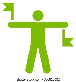 Signal Flags vector icon. Style is flat eco green symbol, rounded angles, white background.
