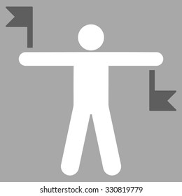 Signal Flags vector icon. Style is flat bicolor dark gray and white symbol, rounded angles, silver background.