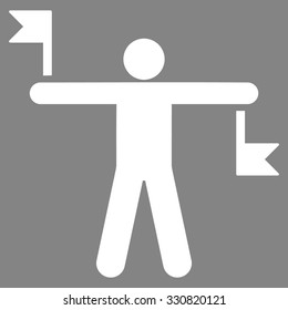 Signal Flags vector icon. Style is flat white symbol, rounded angles, gray background.
