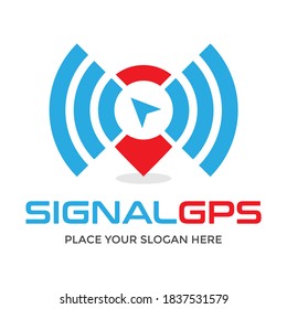 Signal gps vector logo template. This design use wifi symbol. Suitable for direction.