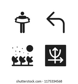 signal icon. 4 signal vector icons set. parabolic, satellite dish and turn left icons for web and design about signal theme