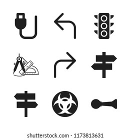 signal icon. 9 signal vector icons set. traffic light, biohazard and usb cable icons for web and design about signal theme
