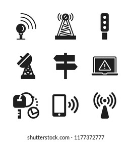 signal icon. 9 signal vector icons set. wifi on phone, wifi and antenna icons for web and design about signal theme
