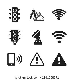 signal icon. 9 signal vector icons set. warning sign, wifi and wifi on phone icons for web and design about signal theme