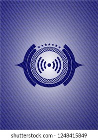 signal icon with denim texture