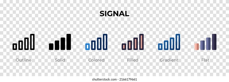 Signal icon in different style. Signal vector icons designed in outline, solid, colored, filled, gradient, and flat style. Symbol, logo illustration. Vector illustration