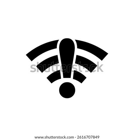 Signal icon with exclamation mark indicating network issues at a digital workspace, wi-fi