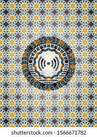 signal icon inside arabesque emblem. arabic decoration.