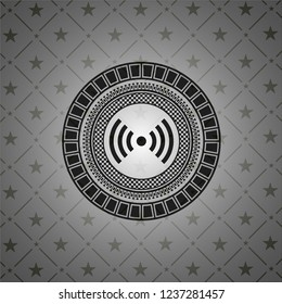 signal icon inside black emblem. Vintage.