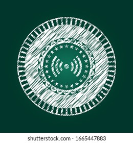 signal icon inside chalk emblem
