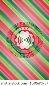 signal icon inside christmas colors emblem.