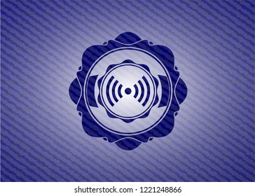 signal icon inside denim background