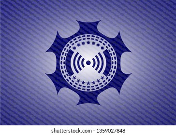signal icon inside emblem with jean high quality background