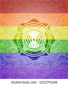 signal icon inside lgbt colors emblem 