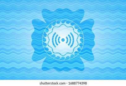 signal icon inside light blue water badge background.