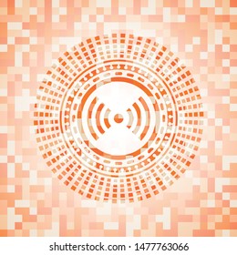 signal icon inside orange mosaic emblem