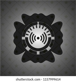 signal icon inside realistic black emblem