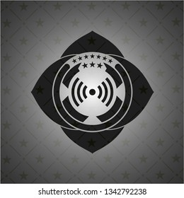 signal icon inside realistic dark emblem