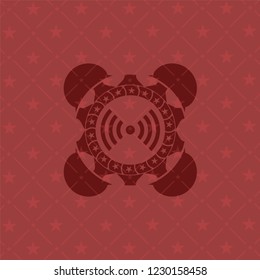 signal icon inside realistic red emblem